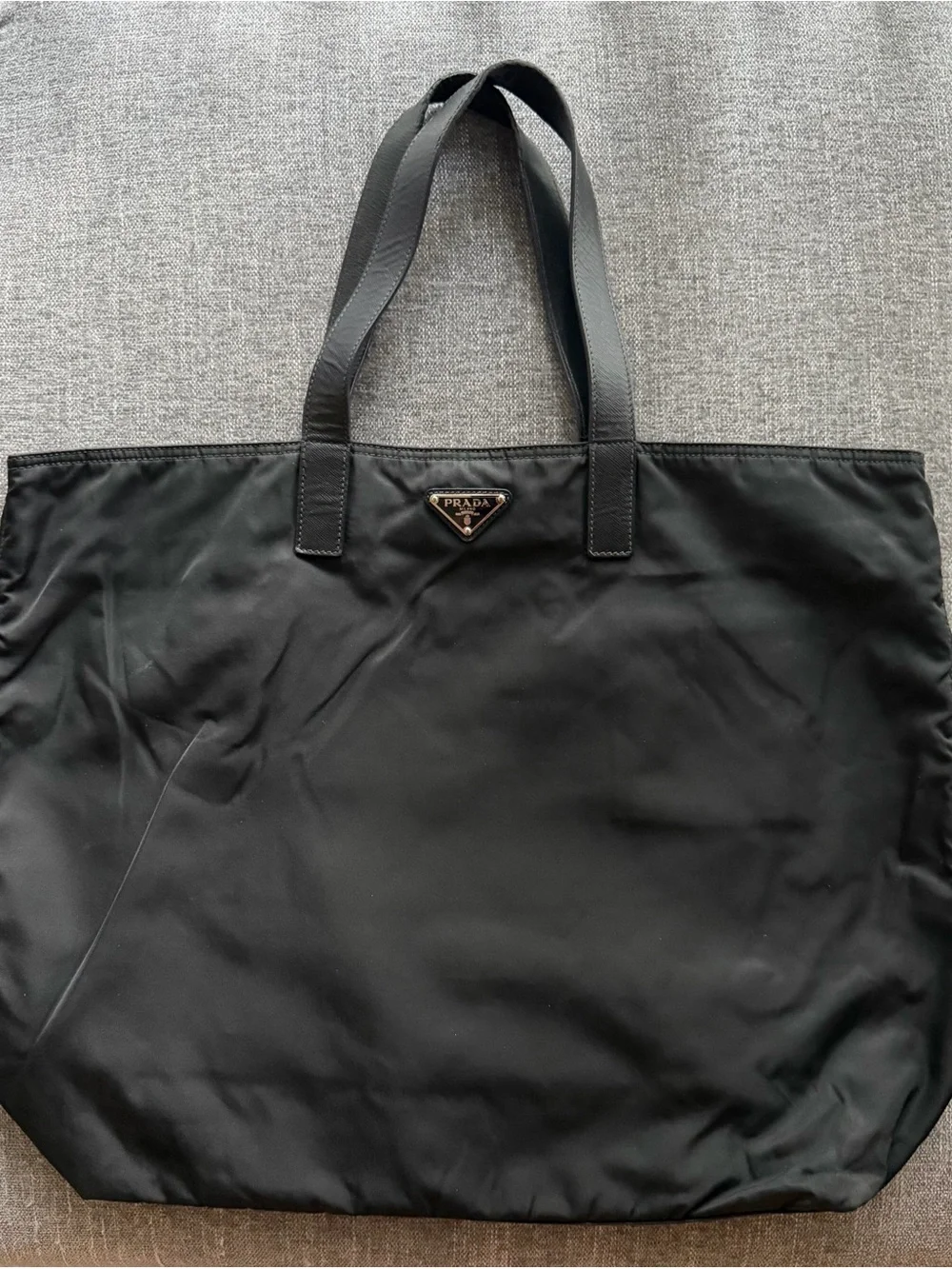 Prada Black Nylon Tote with Leather Straps
